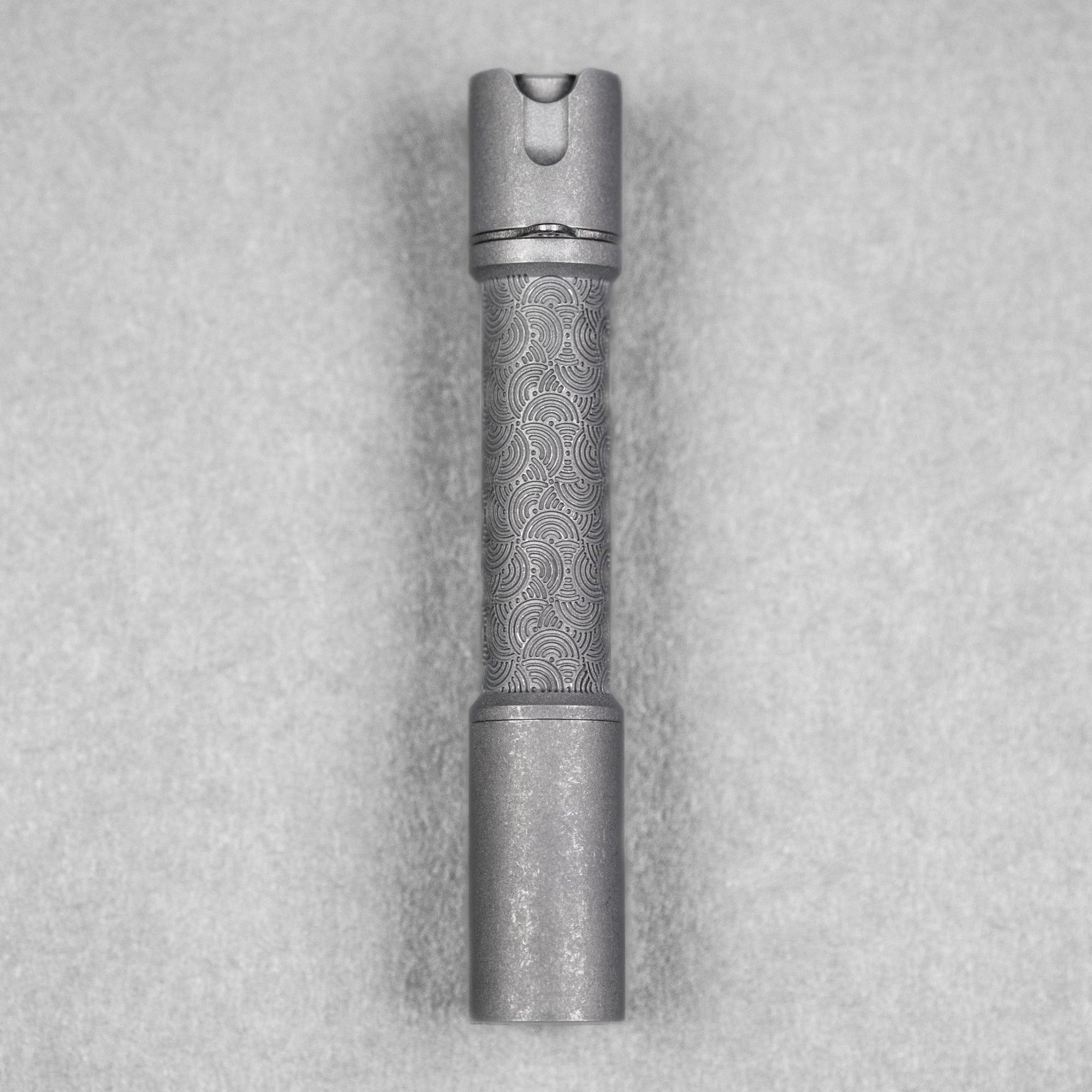 Reylight x URBAN Pineapple Mini Flashlight - Stonewashed Ti Chaos Seigaiha™ w/ Milled Ti Clip - URBAN EDC®