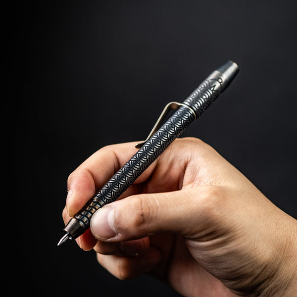 Ti2 Design x URBAN TechLiner Shorty Grid Pen - TRD Ti Seigaiha (Yamato Exclusive) - URBAN EDC®