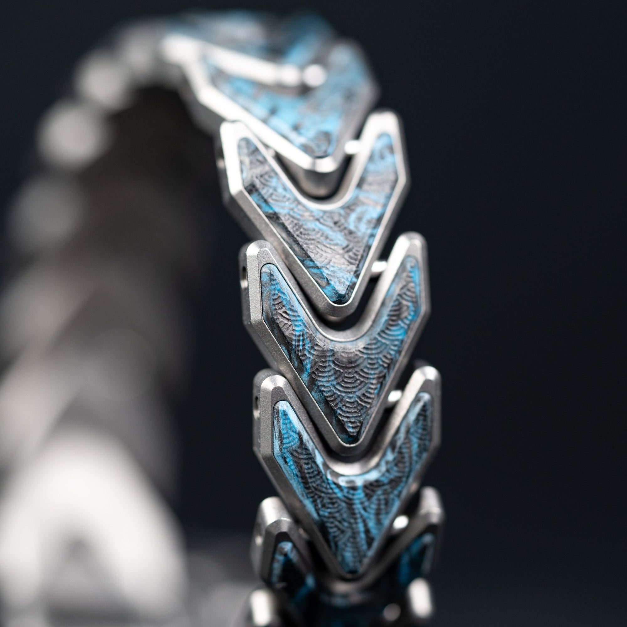 Tomas Makes x URBAN Vector Bracelet - Titanium w/ Dark Matter Blue Seigaiha (Custom) - URBAN EDC®