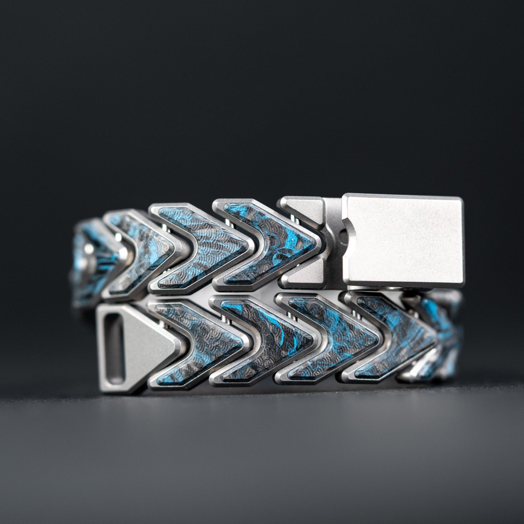 Tomas Makes x URBAN Vector Bracelet - Titanium w/ Dark Matter Blue Seigaiha (Custom) - URBAN EDC®
