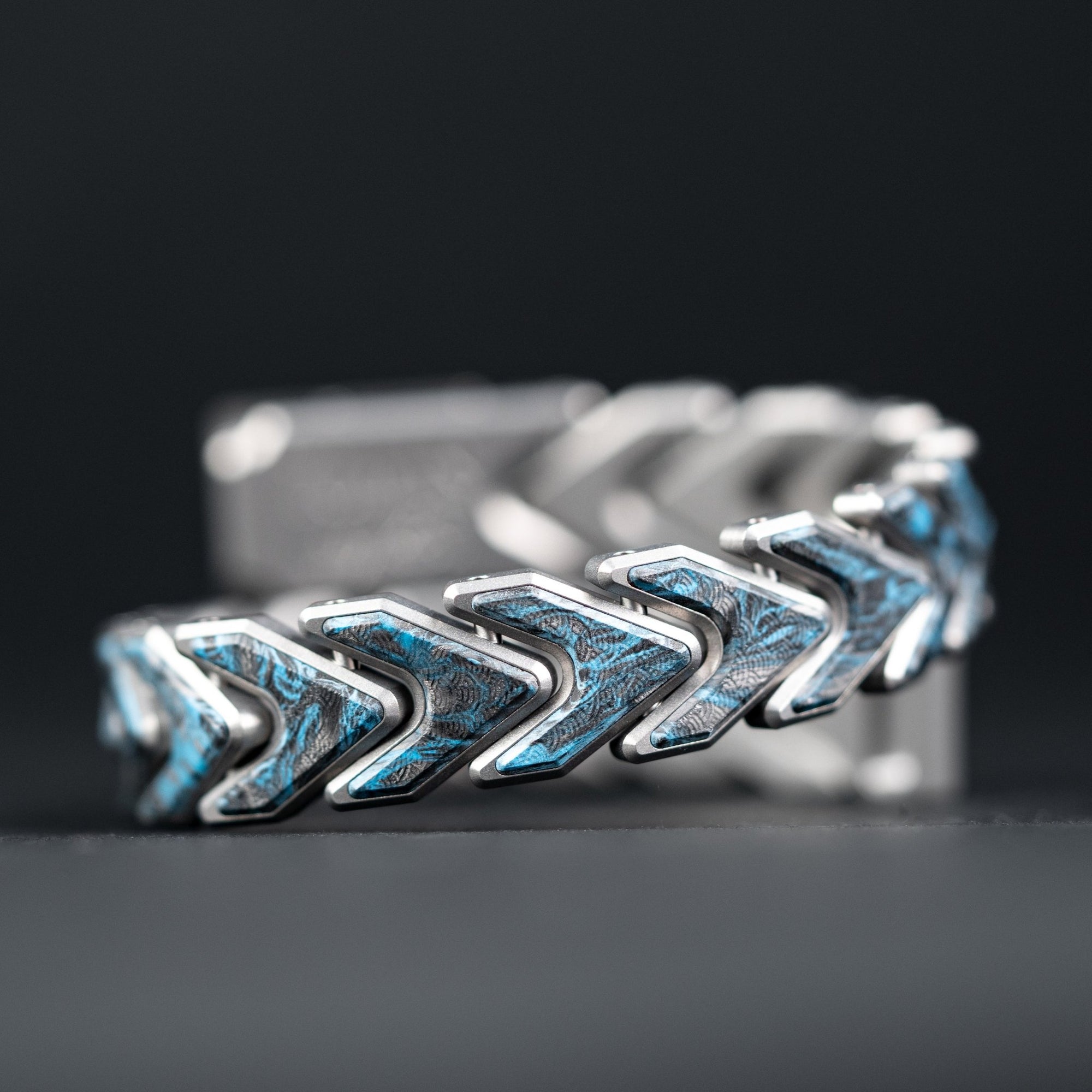 Tomas Makes x URBAN Vector Bracelet - Titanium w/ Dark Matter Blue Seigaiha (Custom) - URBAN EDC®