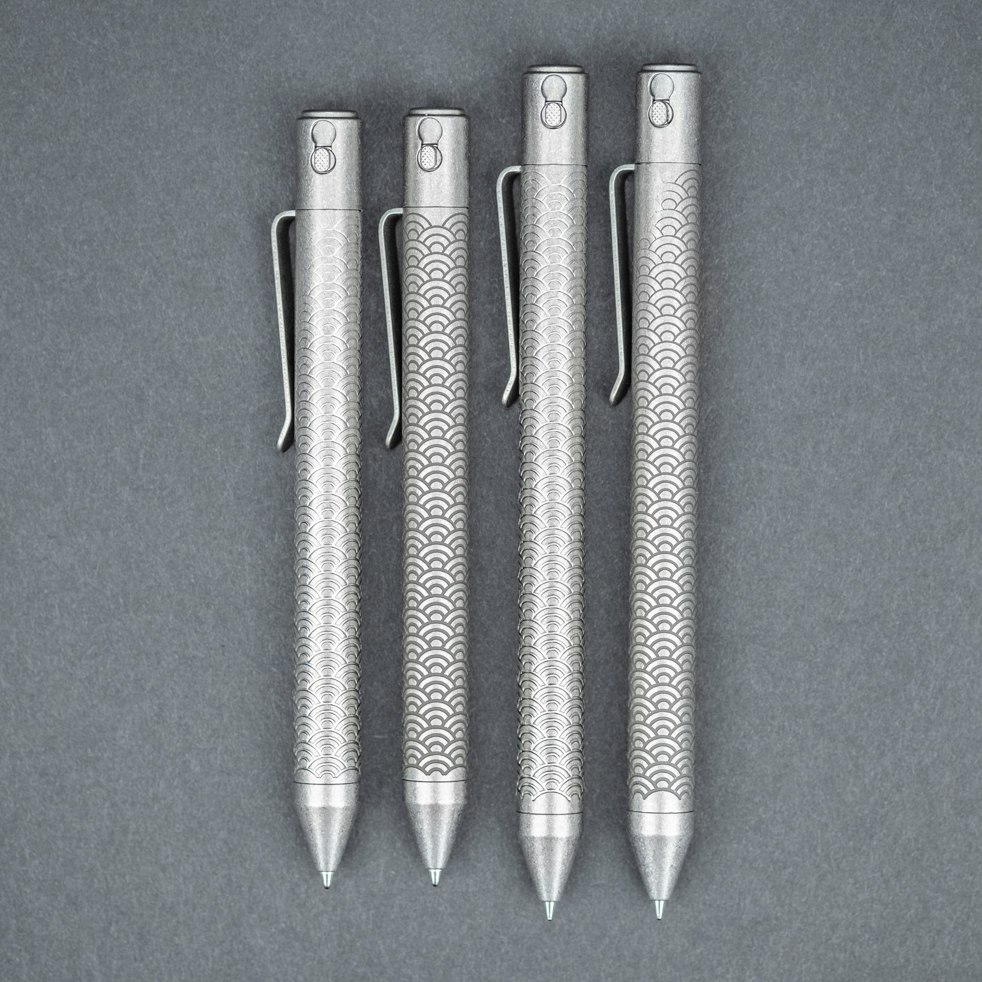 Nottingham Tactical TiButton Double Lock Pen - Titanium w/ Seigaiha Motif (Exclusive)