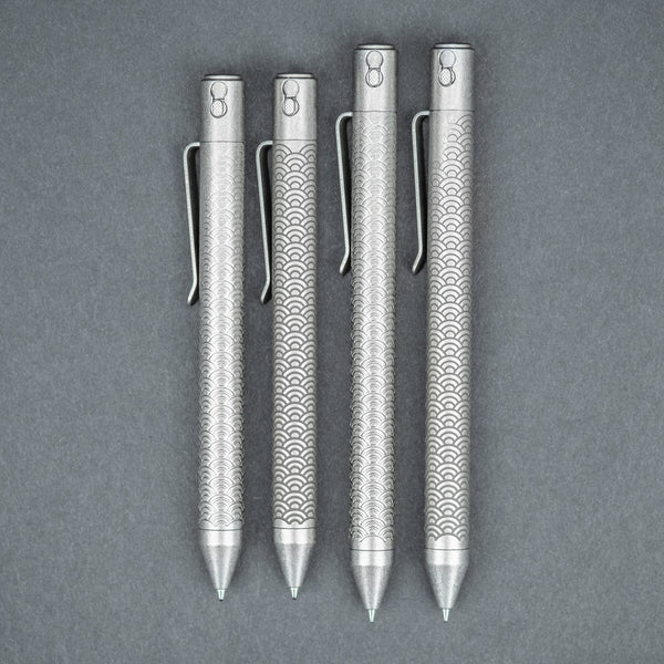 Nottingham Tactical TiButton Double Lock Pen - Titanium w/ Seigaiha Motif (Exclusive)