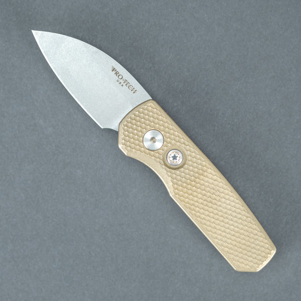 Pro-Tech Knives Runt 5 - Textured Aluminum Bronze w/ Mosaic Pin & 20CV steel (Limited)