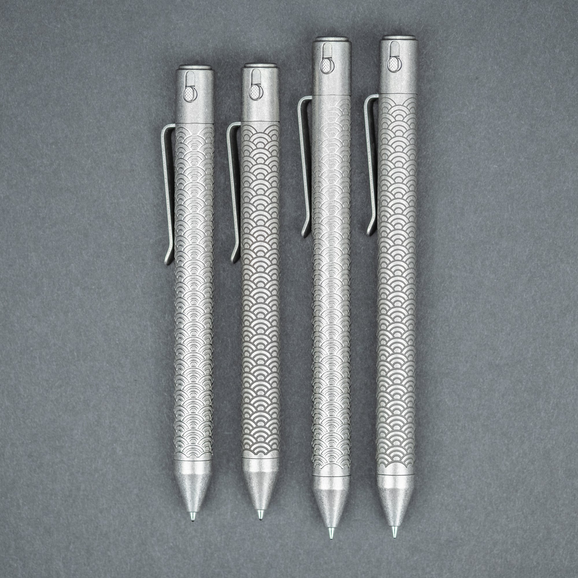 Nottingham Tactical TiButton Single Lock Pen - Titanium w/ Seigaiha Motif (Exclusive)