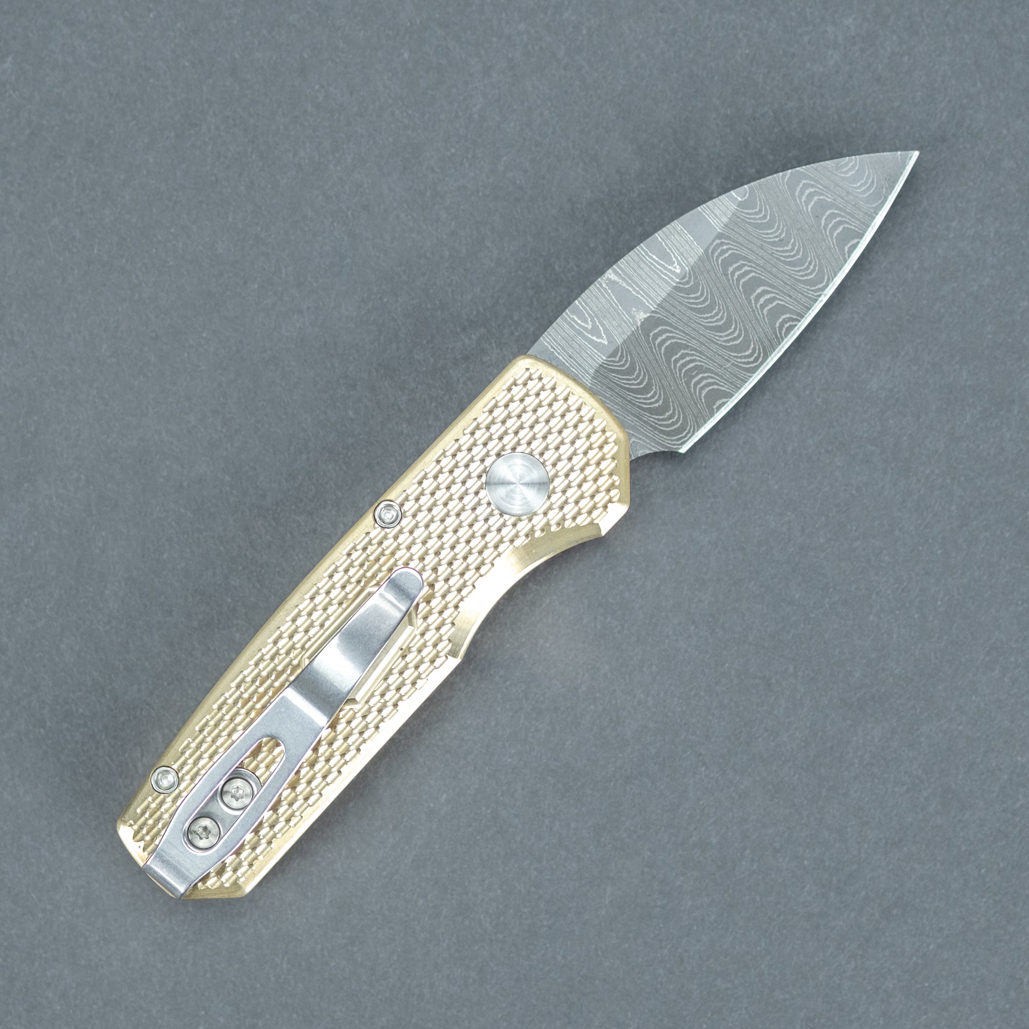 Pro-Tech Runt 5 - Chad Nichols Damascus & Textured Aluminum-Bronze (Limited)