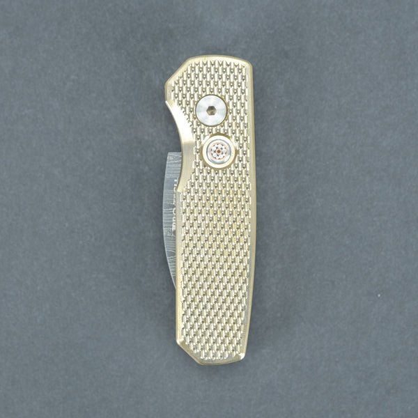 Pro-Tech Runt 5 - Chad Nichols Damascus & Textured Aluminum-Bronze (Limited)