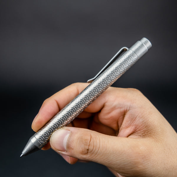 Nottingham Tactical TiClicker Pen - Titanium w/ Seigaiha Motif (Exclusive)