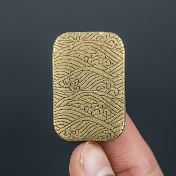 Ben Krein Worry Stone - Brass w/ Seigaiha V2 Engraving (Exclusive)