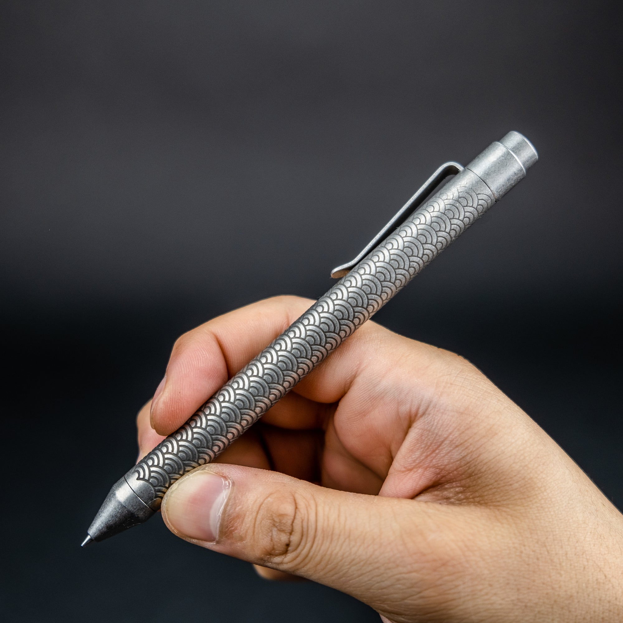 Nottingham Tactical TiClicker Pen - Titanium w/ Seigaiha Motif (Exclusive)