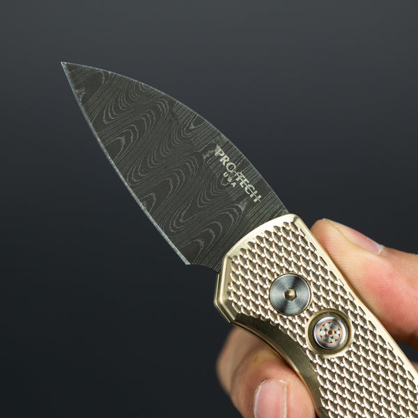 Pro-Tech Runt 5 - Chad Nichols Damascus & Textured Aluminum-Bronze (Limited)