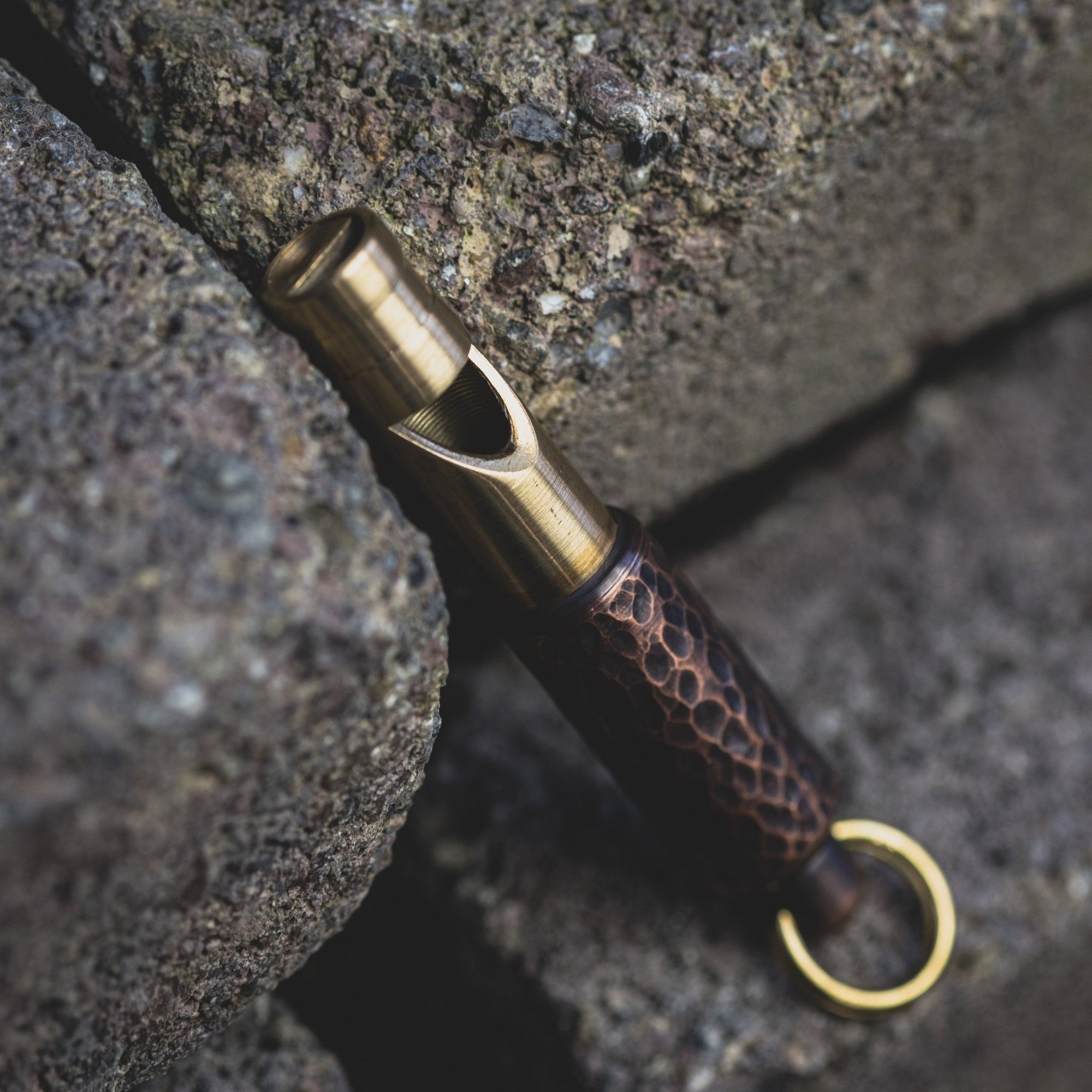 Drop Date (12/24): Fiddle Foundry Whistle - Hammered Copper & Brass (Custom) - URBAN EDC®