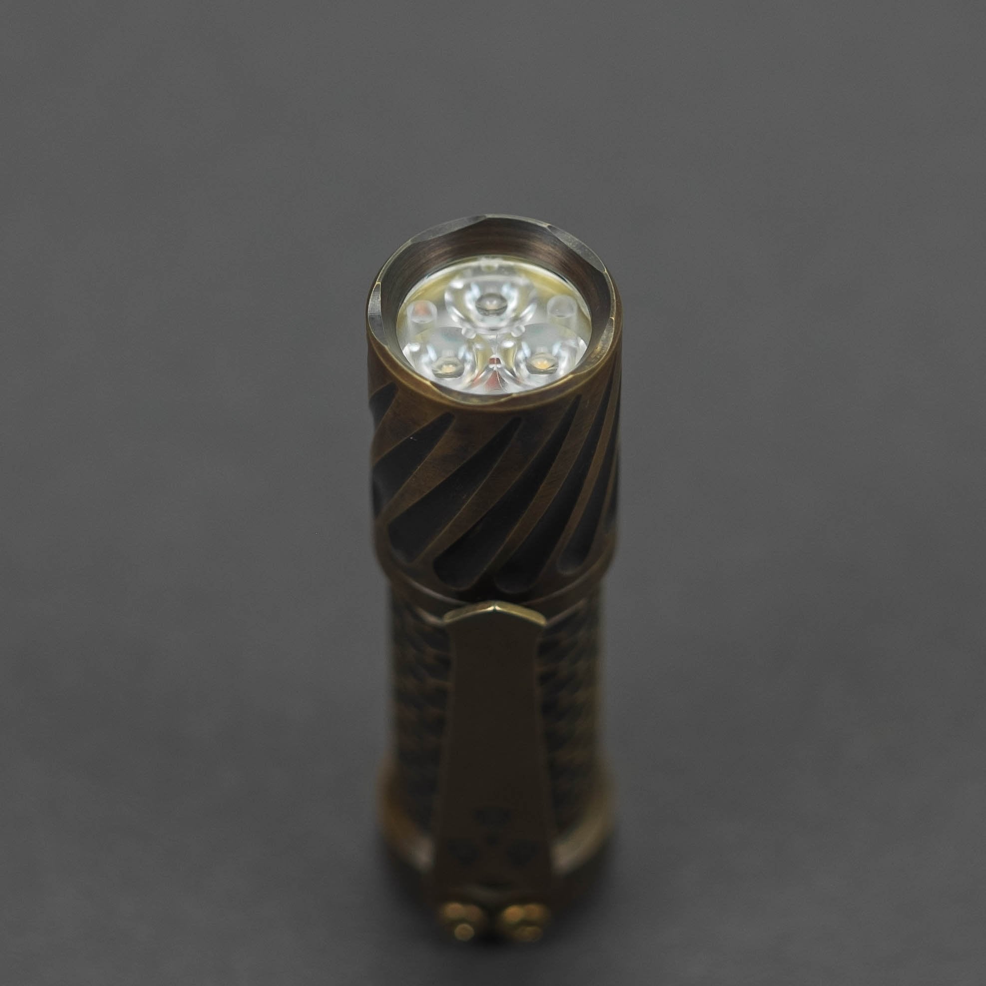 Flashlight - Pre-Owned: Hanko Machine Works Trident Flashlight - Gunner Grip / Antiqued Brass (Custom)