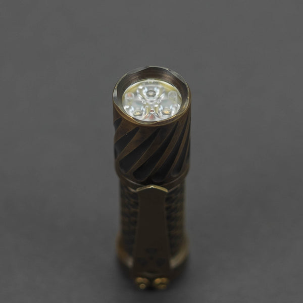 Flashlight - Pre-Owned: Hanko Machine Works Trident Flashlight - Gunner Grip / Antiqued Brass (Custom)