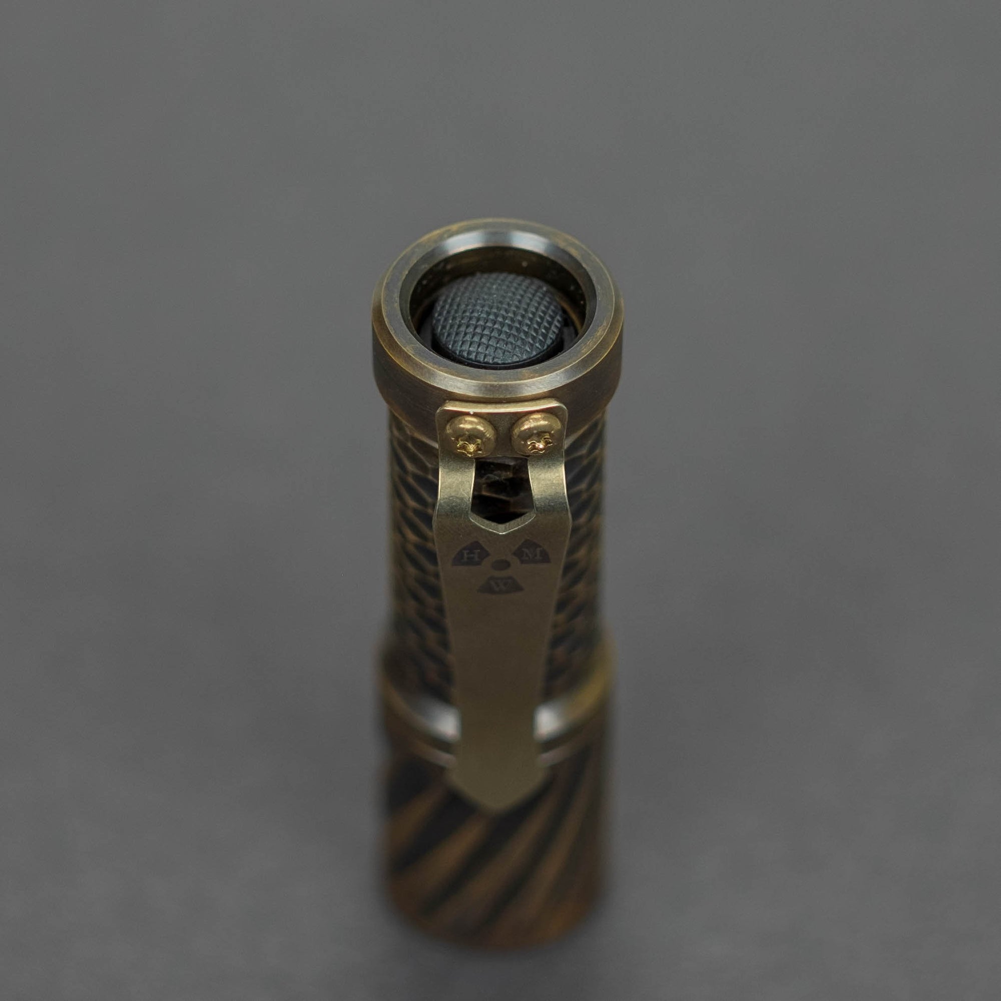 Flashlight - Pre-Owned: Hanko Machine Works Trident Flashlight - Gunner Grip / Antiqued Brass (Custom)