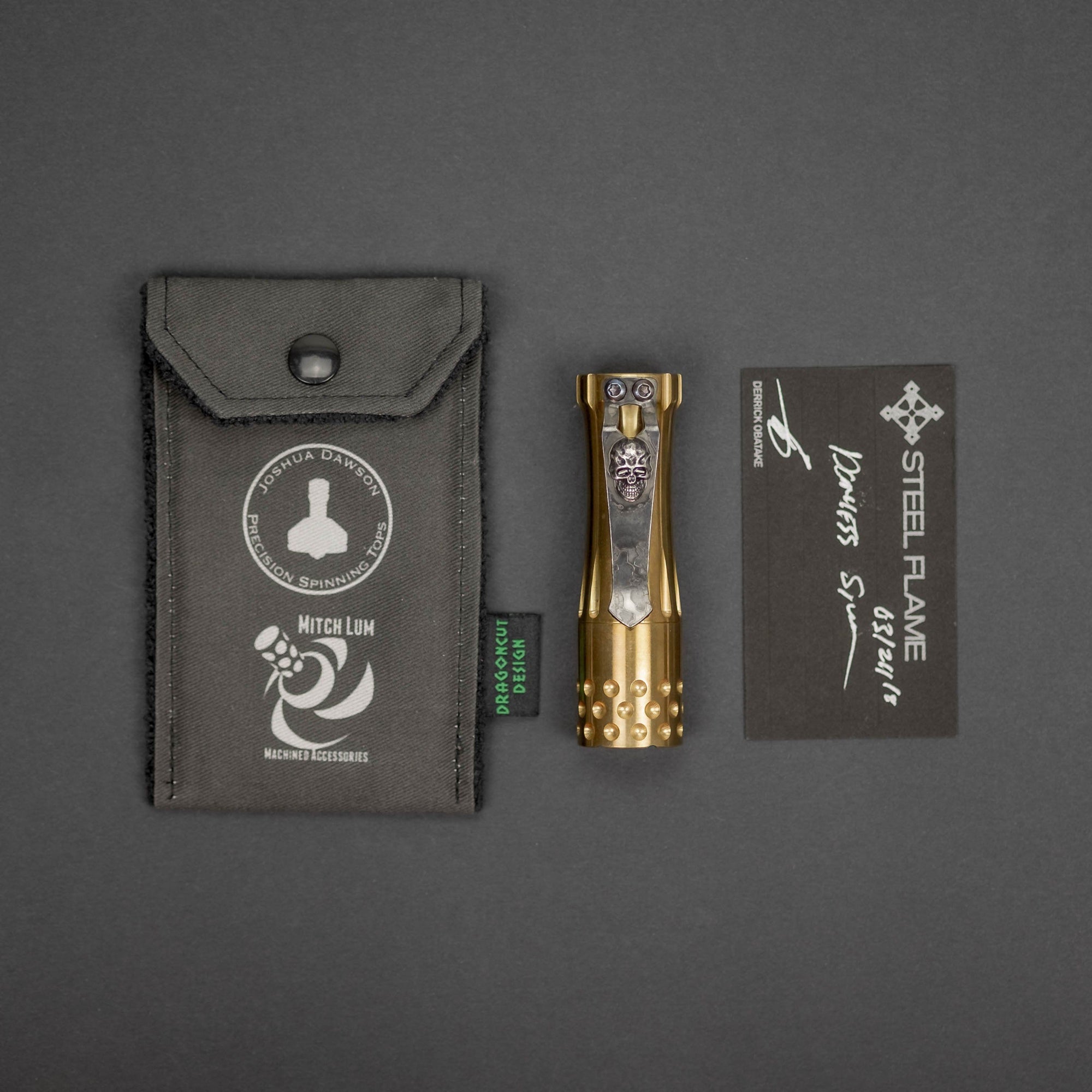 Flashlight - Pre-Owned: Laulima Metal Craft Malihini Flashlight - Brass With Steelflame Darkness Clip (Custom)