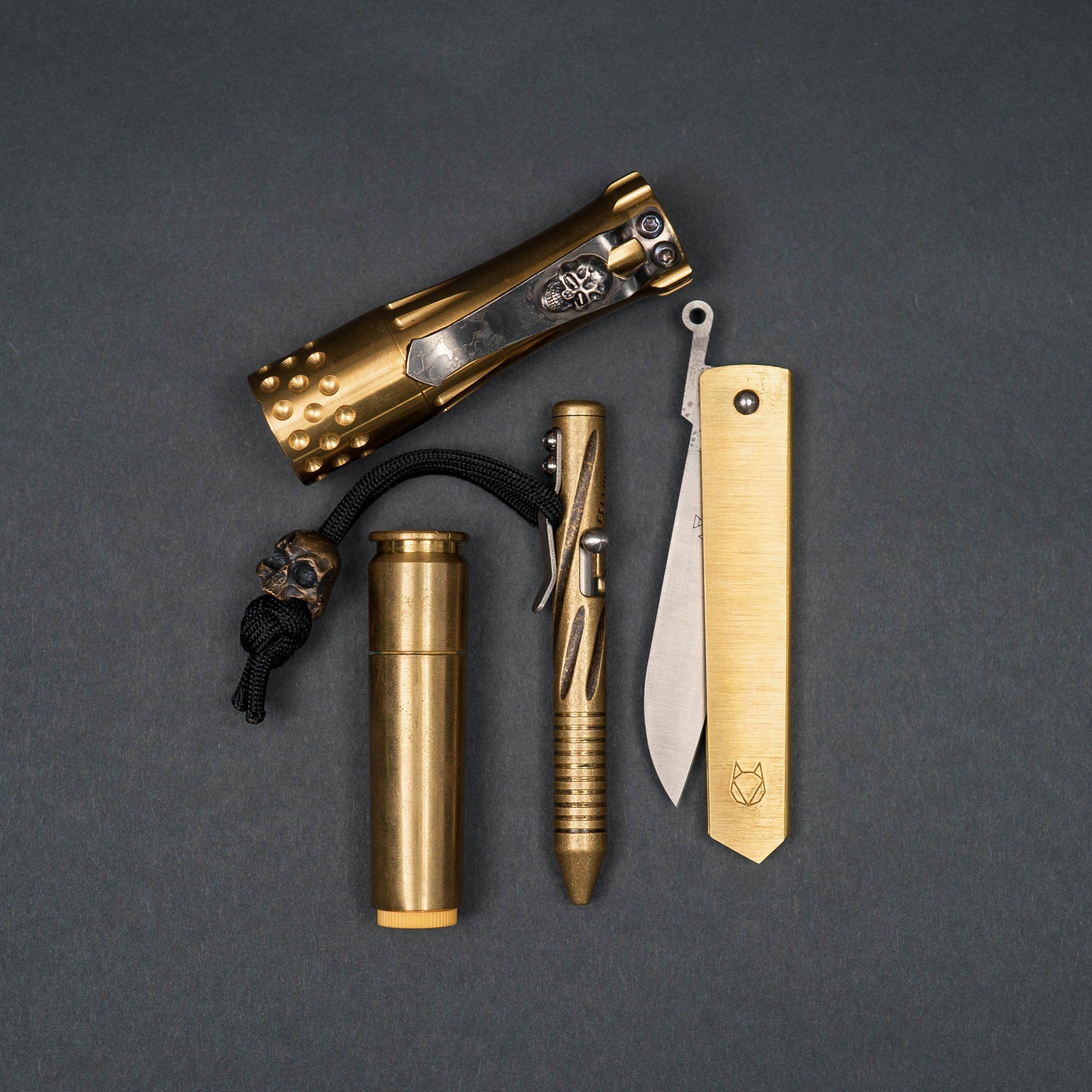 Flashlight - Pre-Owned: Laulima Metal Craft Malihini Flashlight - Brass With Steelflame Darkness Clip (Custom)