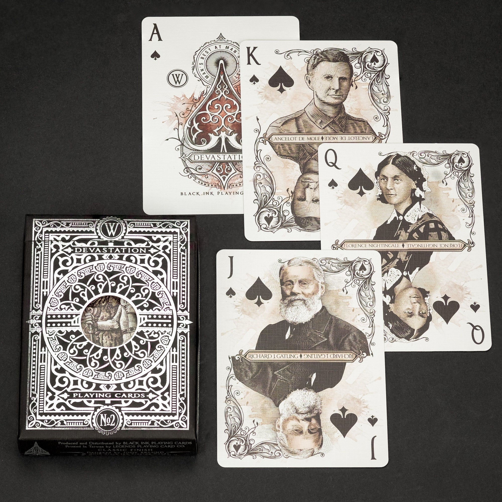 Game - Black Ink Playing Cards - Devastation - Silver Edition