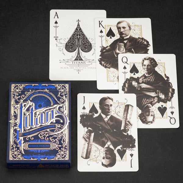 Game - Black Ink Playing Cards - Titans & Robber Barons - Blue Edition