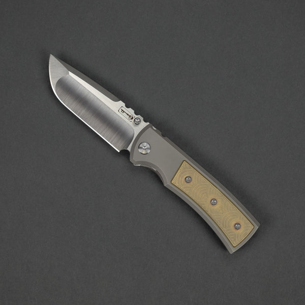 Knife - Chaves Knives Ultramar Redencion Drop Point - Titanium W/ Patina'd & Lasered  Brass Inlay (Exclusive)