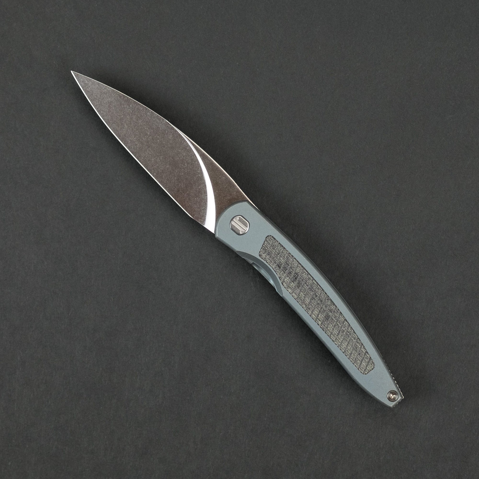 Knife - Pre-Owned: Brown Knives Exponent #202 - Blue Anodized Titanium & Black Micarta Inlay (Custom)