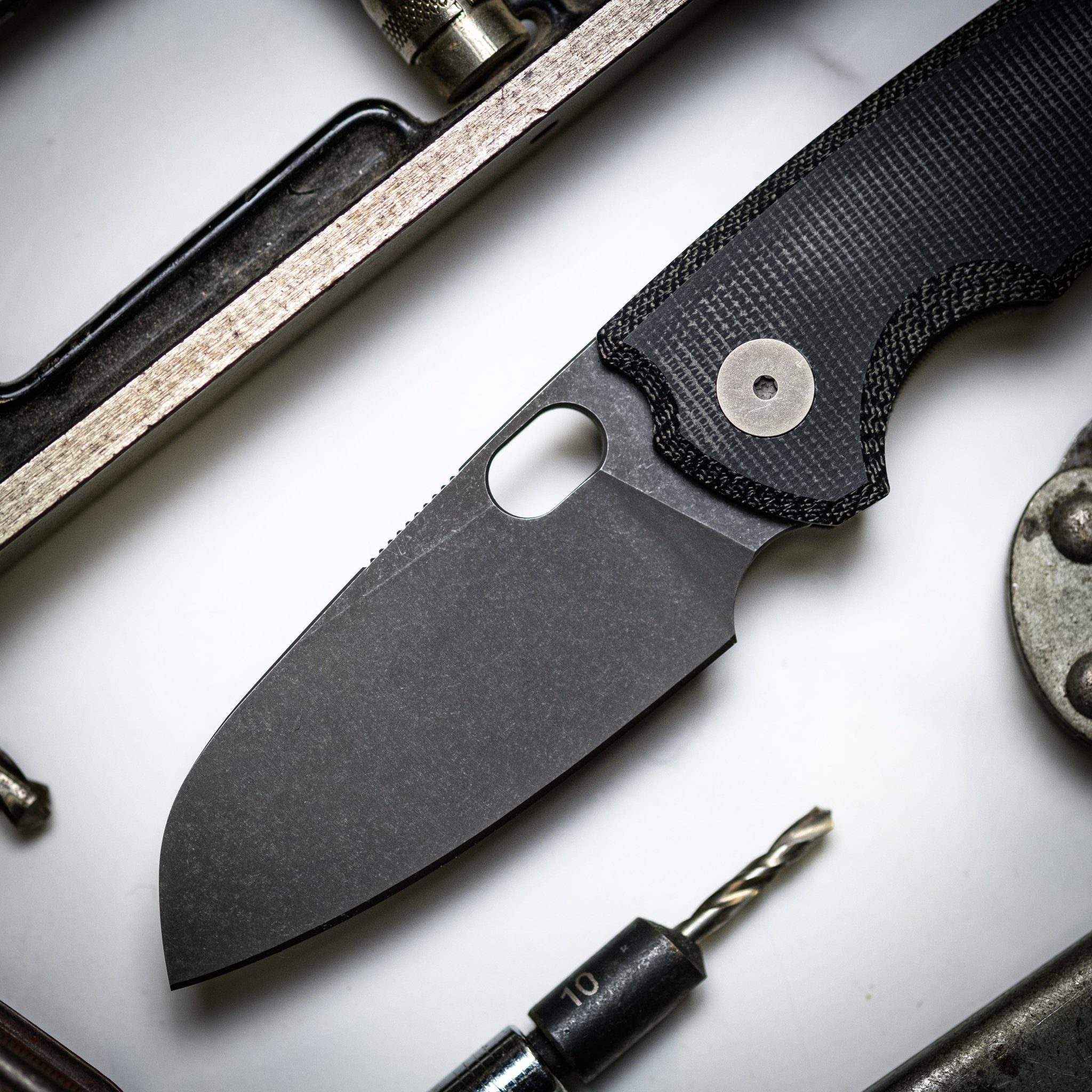 URBAN F5.5 - Acid-Etched M390 & Black Micarta – URBAN EDC®