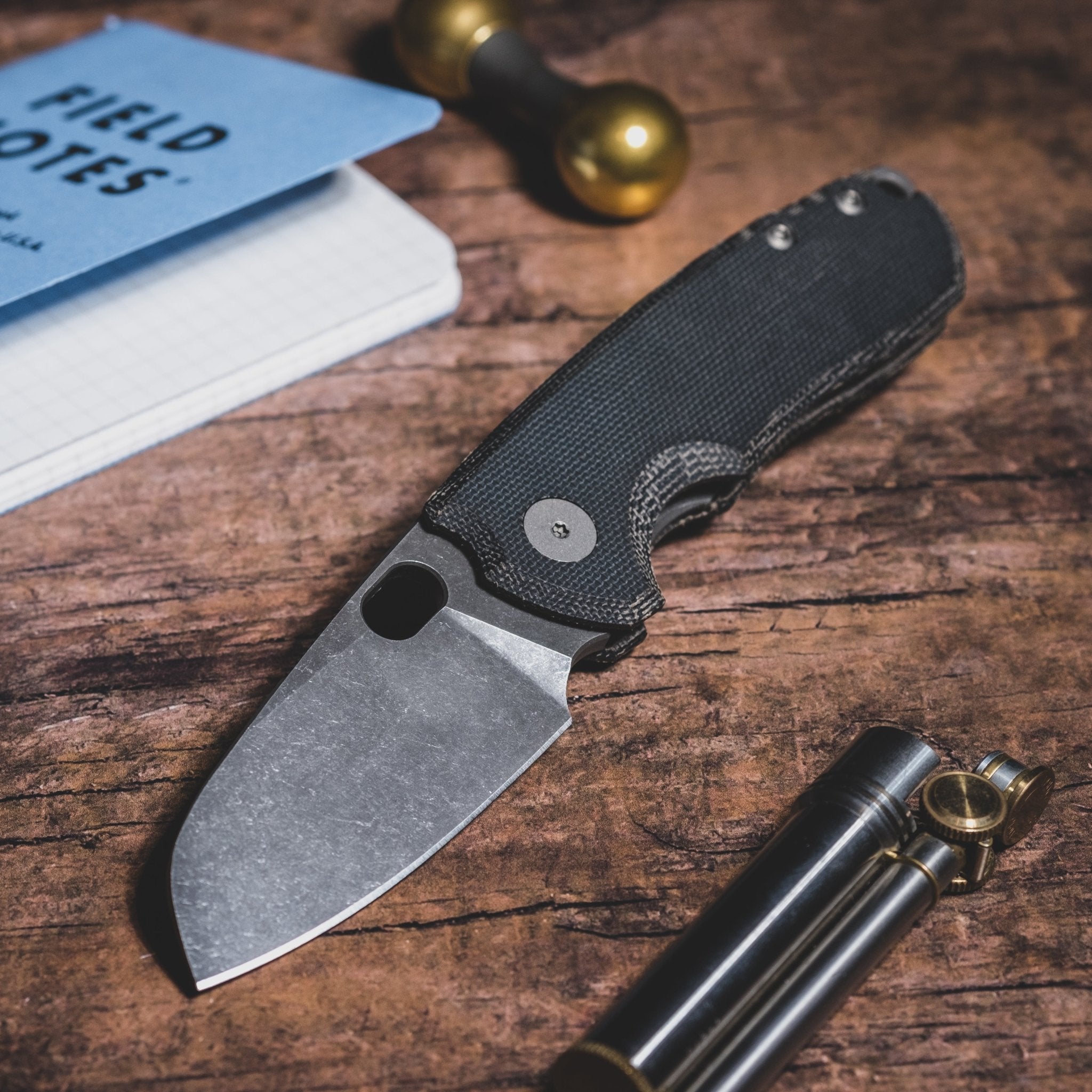 URBAN F5.5 - Blue Denim Micarta w/ Acid-Etched M390 – URBAN EDC®