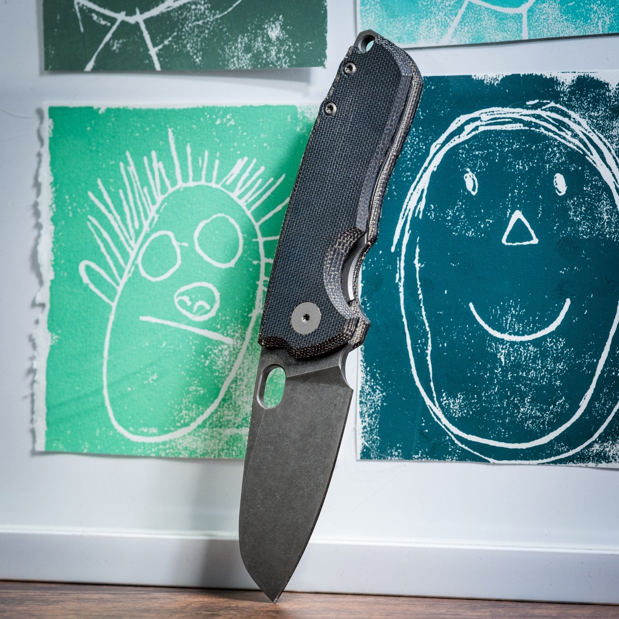 URBAN F5.5 - Blue Denim Micarta w/ Acid-Etched M390 – URBAN EDC®