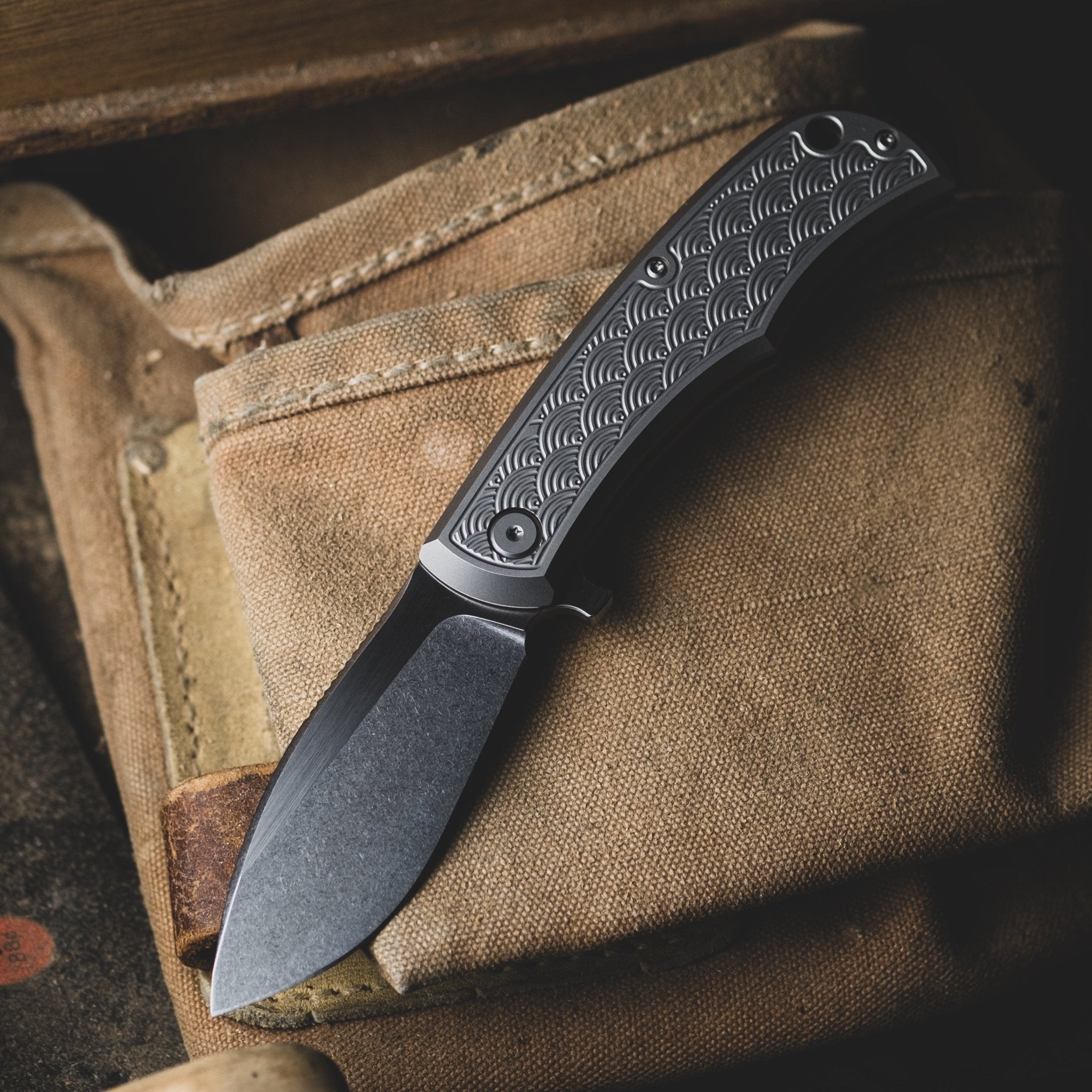URBAN Nessie - M390 & Titanium w/ Seigaiha Motif – URBAN EDC®